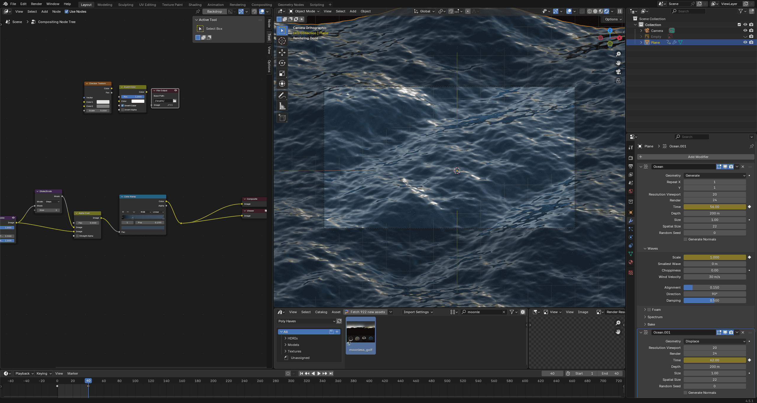 Blender window showing the rendering process